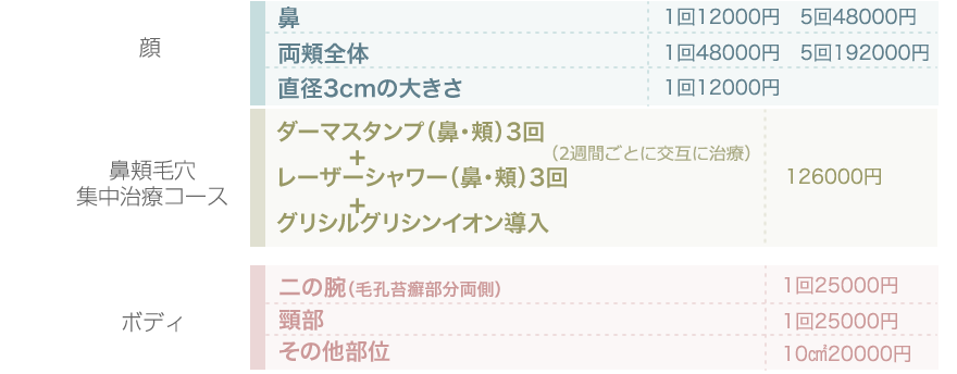 フラクショナルニードルセラピーの料金